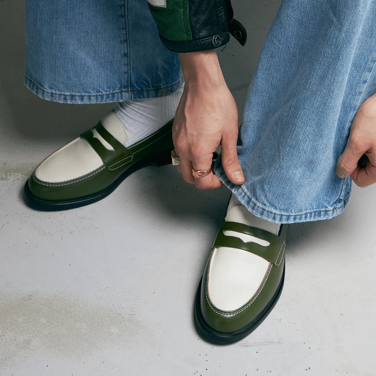 Wilde Olive + White Penny Loafer - Men's