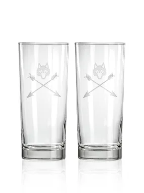 Wolf and Arrows High Ball Glass Set