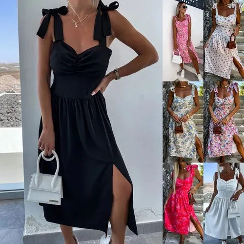 Women's Slit Dress Casual Streetwear Strap Sleeveless Floral Midi Dress Holiday Daily