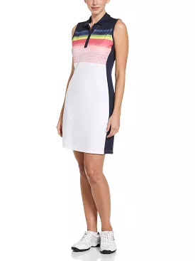 Womens Abstract Gradient Print Color Block Golf Dress