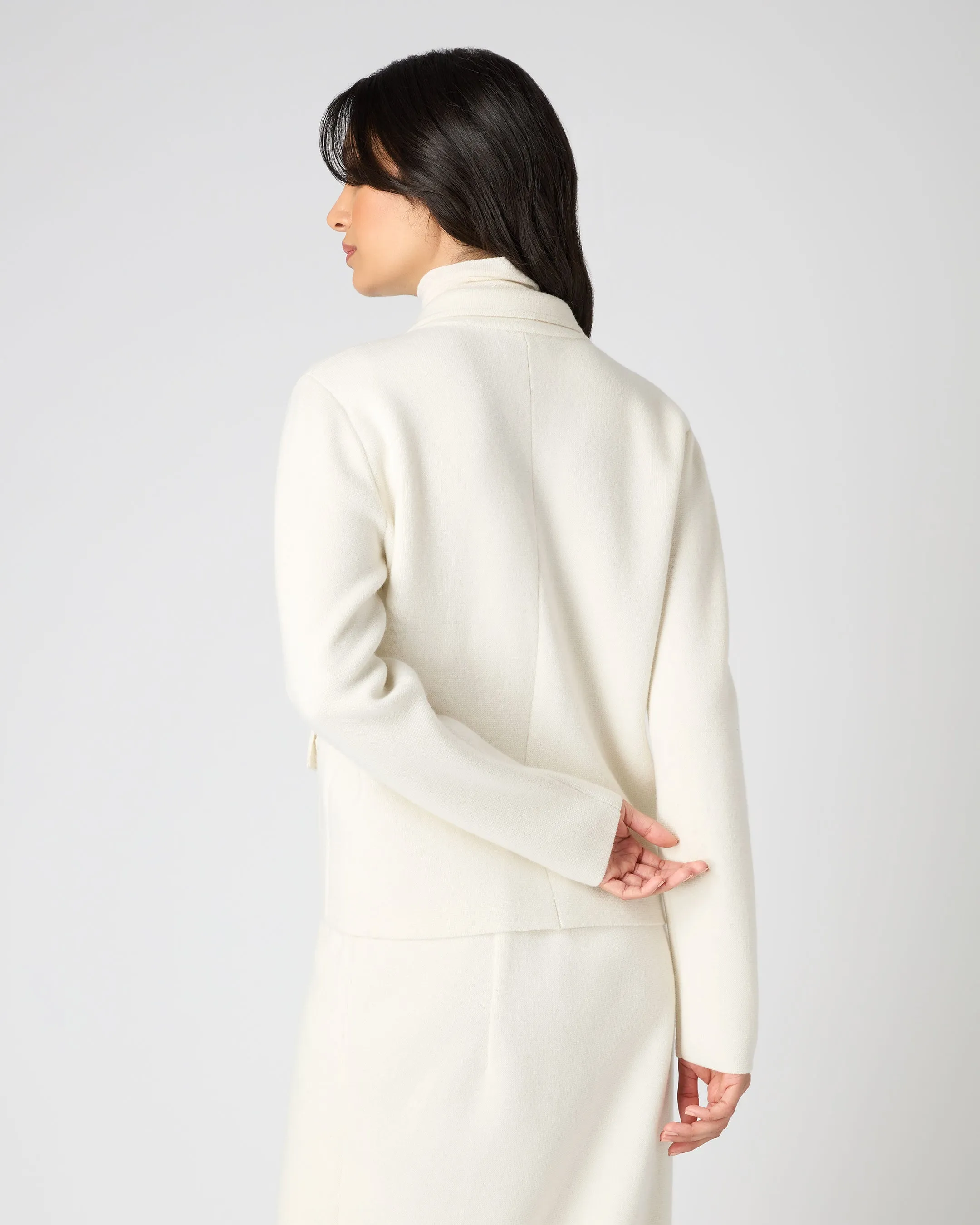 Women's Collared Milano Cashmere Jacket New Ivory White