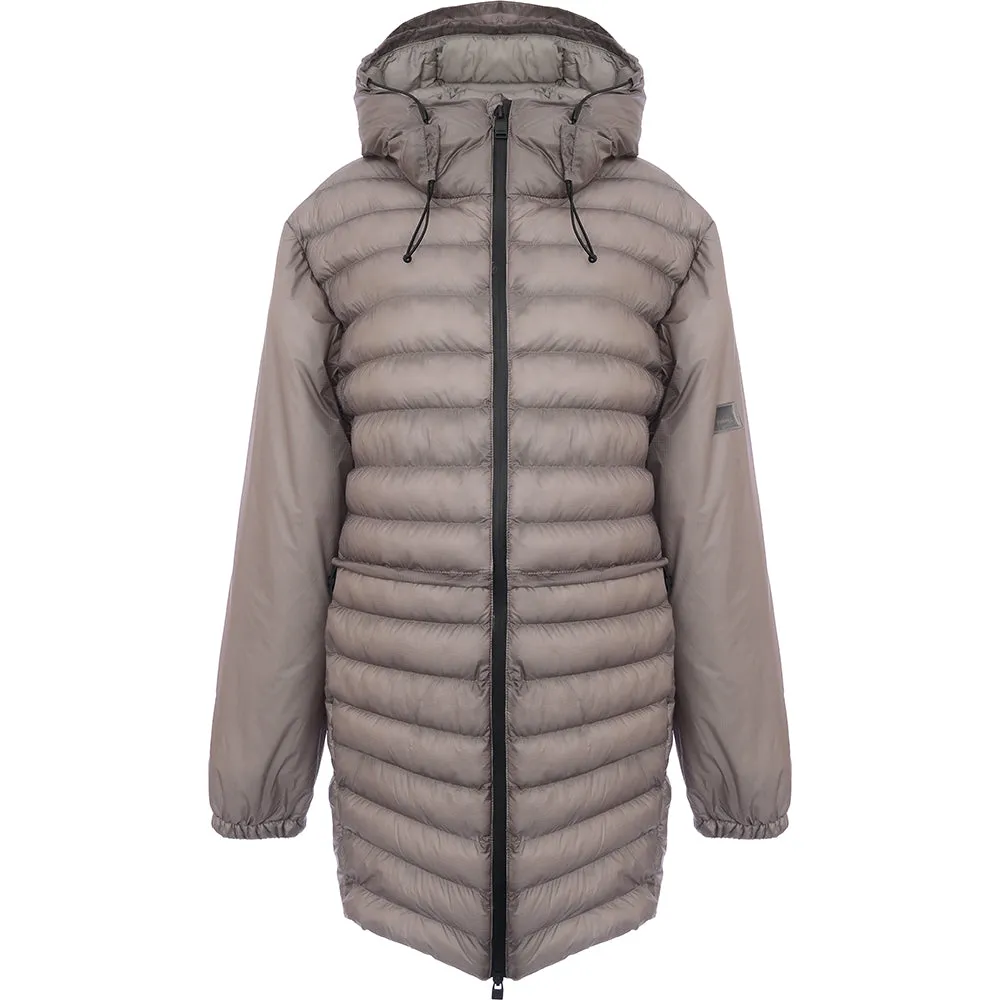 Womens Grey Kauncas Padded Long Rain Jacket