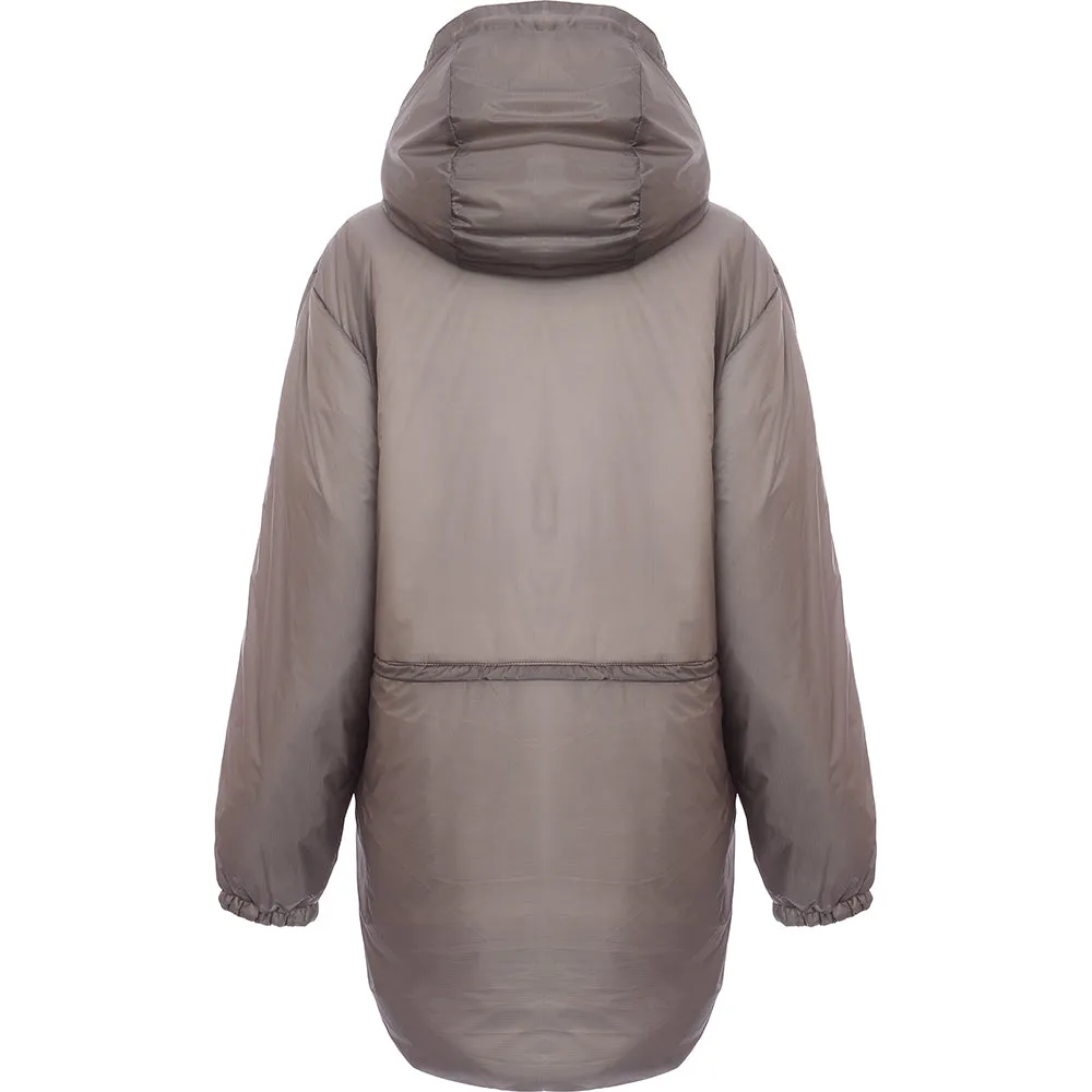 Womens Grey Kauncas Padded Long Rain Jacket