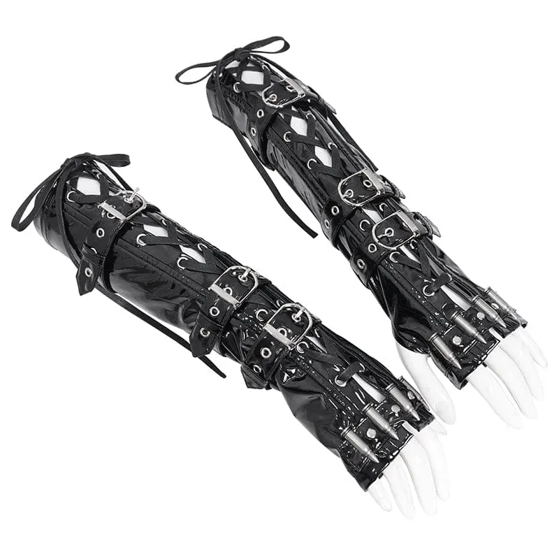 Women's Punk Lace-Up Multi-buckle Gloves