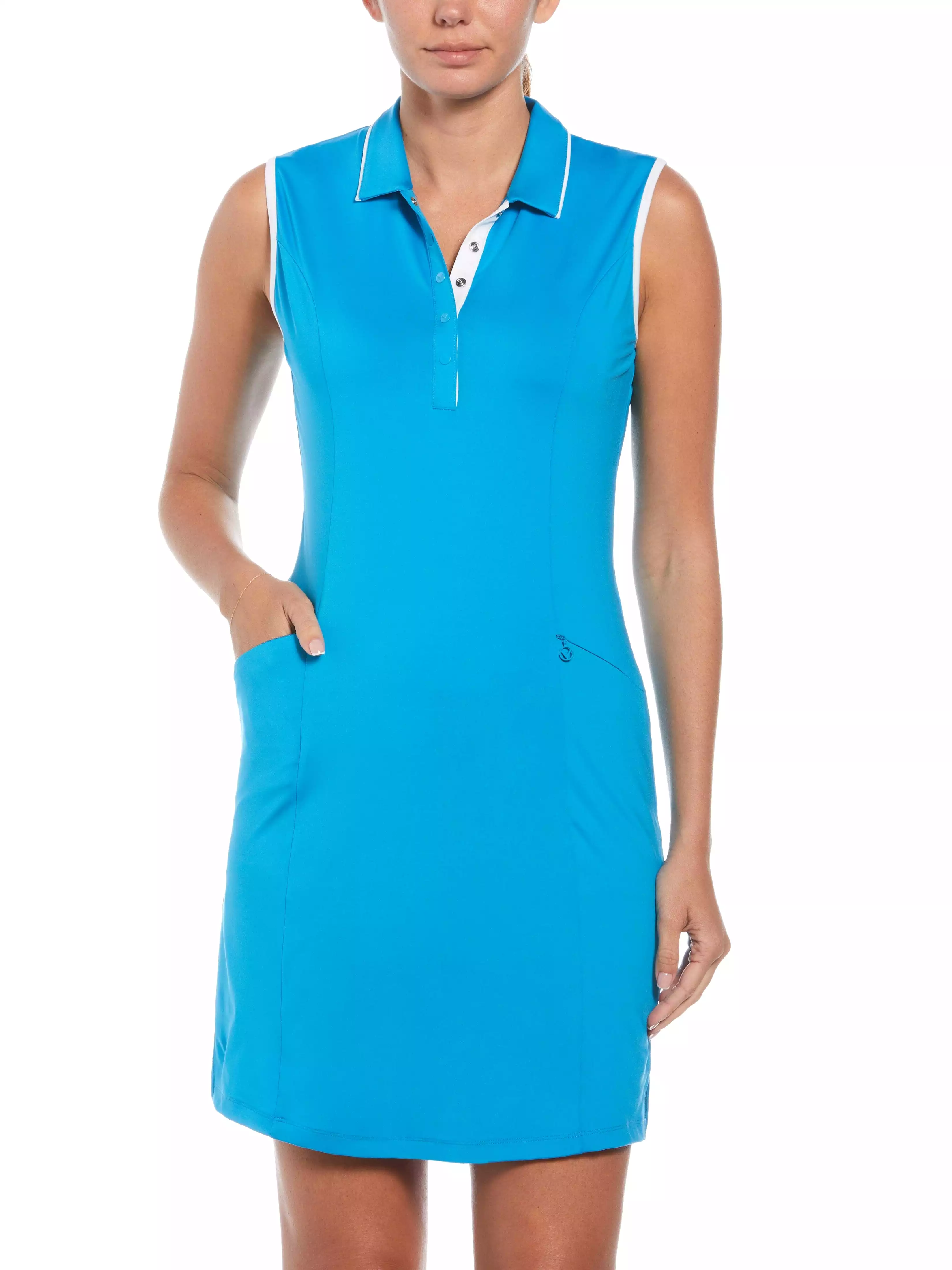 Womens Solid Golf Dress with Snap Placket