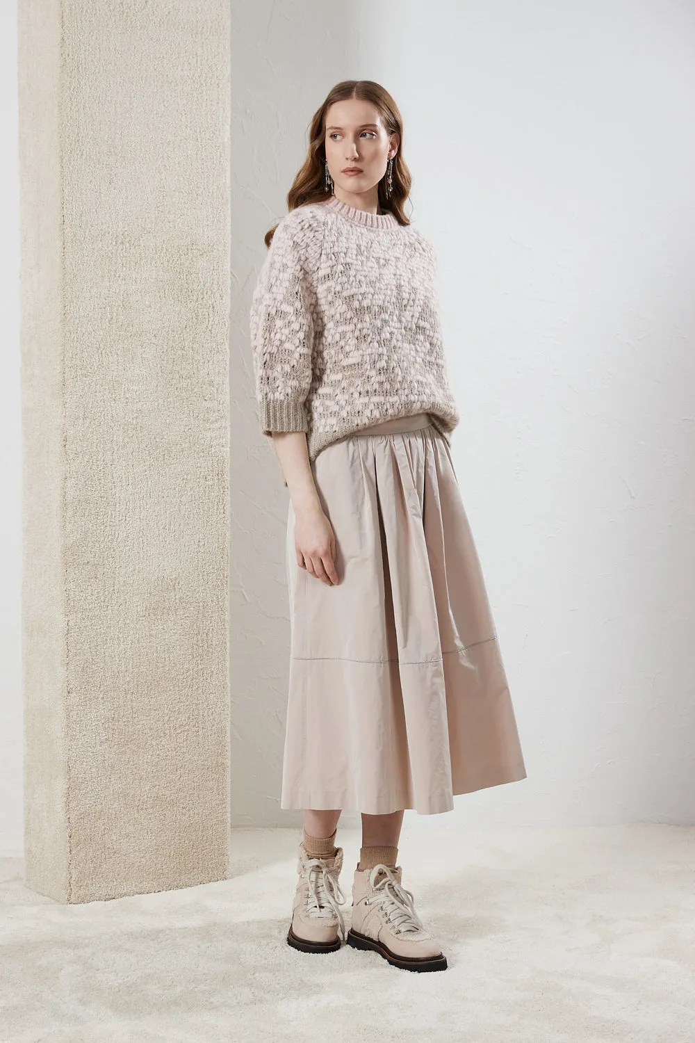 Wool and alpaca jacquard sweater with lurex details