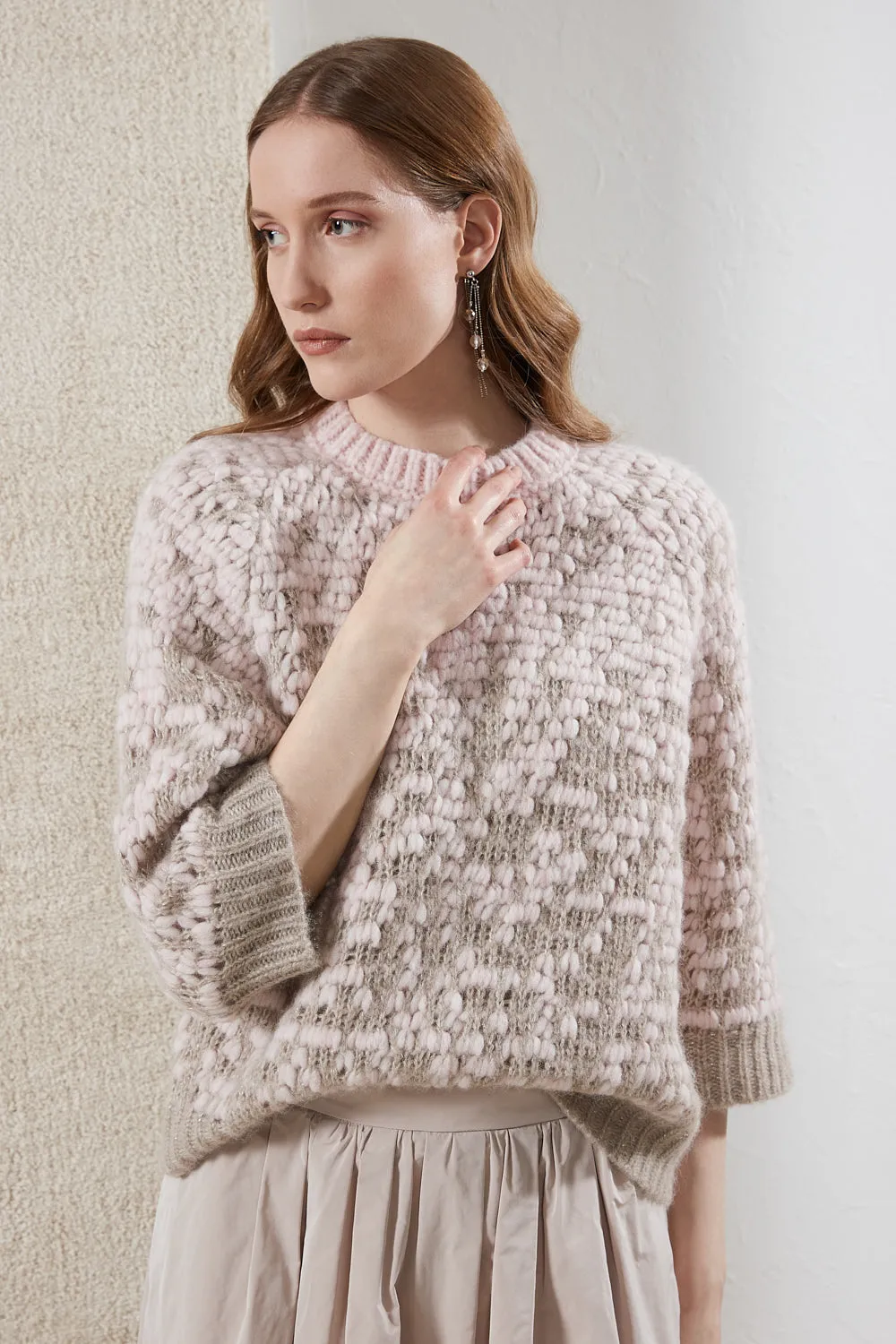 Wool and alpaca jacquard sweater with lurex details