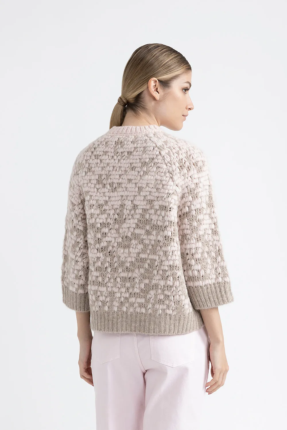 Wool and alpaca jacquard sweater with lurex details