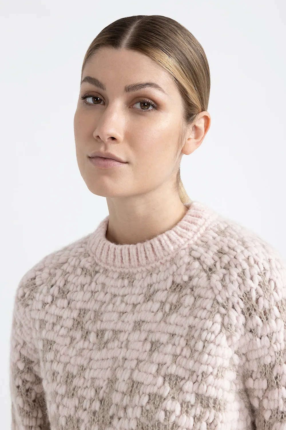 Wool and alpaca jacquard sweater with lurex details